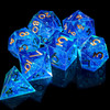 Blue and Gold Sharp-Edge TTRPG Dice Set