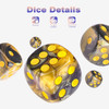 Black and gold swirl 12mm pack - 36 dice