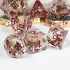 Skull dice set - 7 translucent polyhedral DnD dice