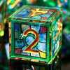 Chapelglass Green Dice Set - Stained-glass window effect