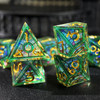 Chapelglass Green Dice Set - Stained-glass window effect