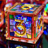 Red Chapelglass dice set - Stained-glass effect
