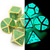 Glow In The Dark Gold Metal DnD Dice Set - Green