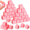 Pink 6-sided dice with white spots - Set of 30