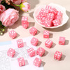 Pink 6-sided dice with white spots - Set of 30