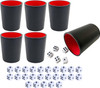 Set of 6 dice cups with red felt lining