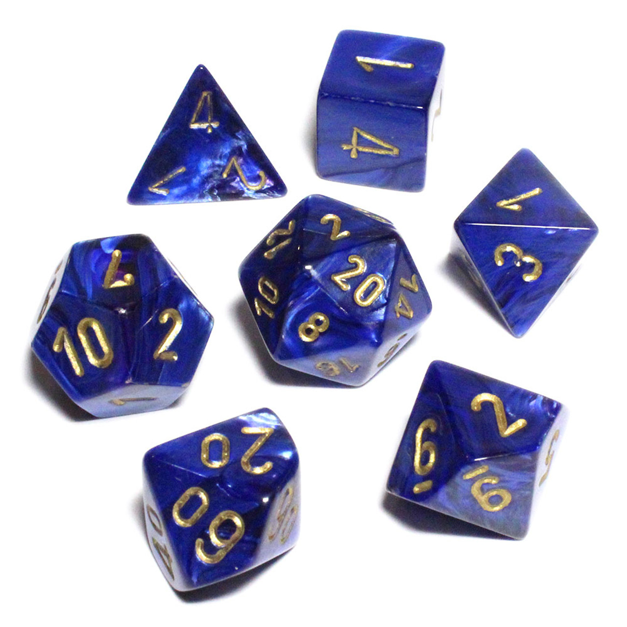 DnD dice set - Royal blue Scarab dice for sale from Dice Game Depot