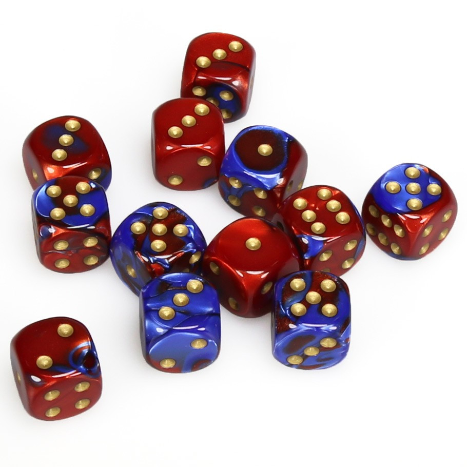 6-sided Gemini Dice - Blue and Red | Dice Game Depot