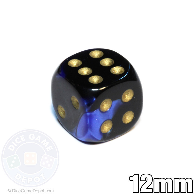 Gemini Dice - 12mm Black and Blue d6 | Dice Game Depot