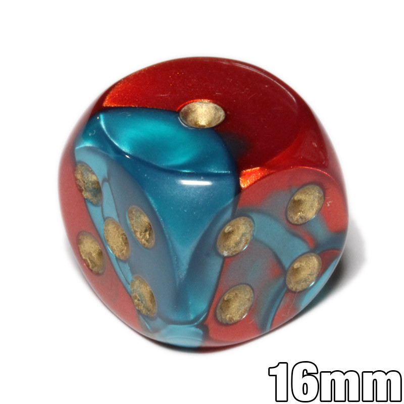 6-sided Gemini Dice - Red and Teal Swirl | Dice Game Depot