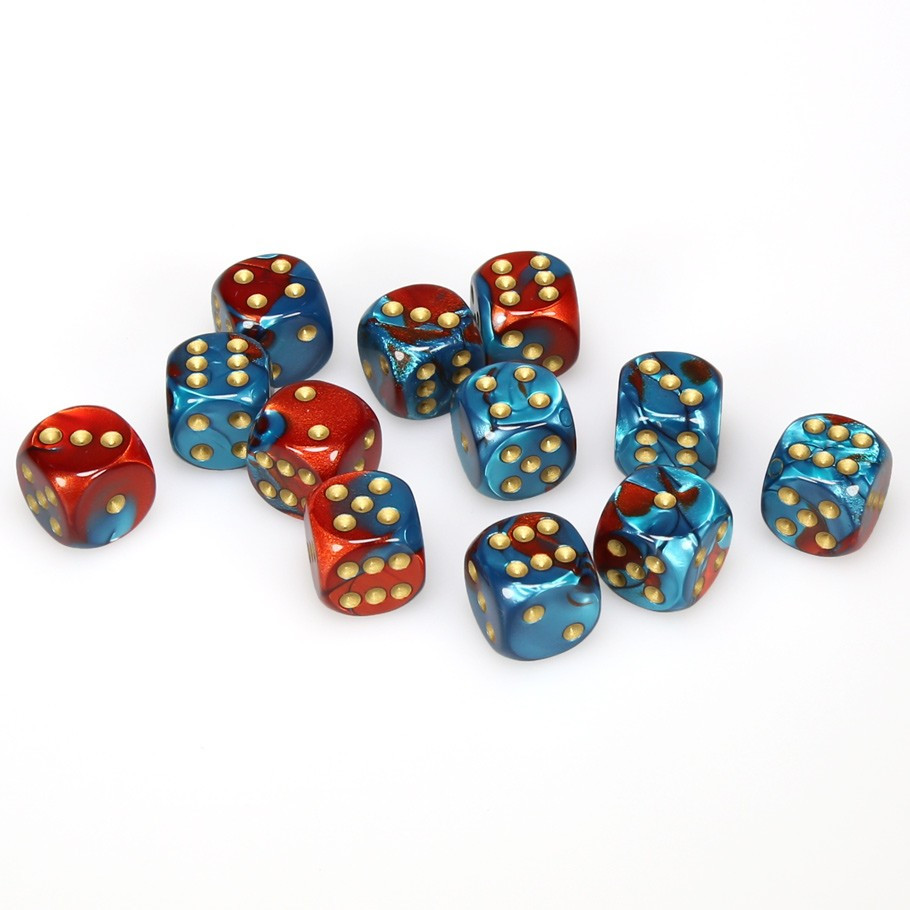 6-sided Gemini Dice - Red and Teal Swirl | Dice Game Depot