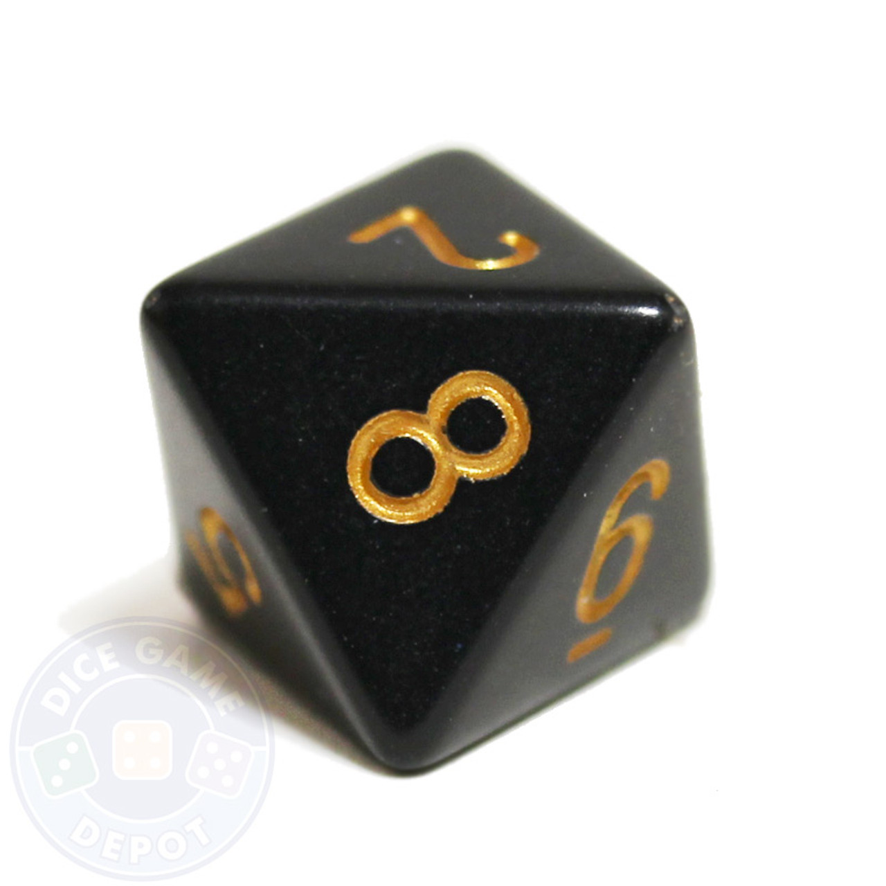 Black 8-sided Dice with Gold Numbers for Sale (d8)