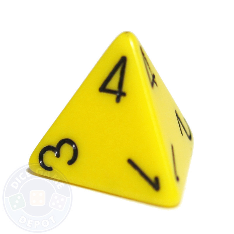 Opaque Yellow 4-Sided Dice (d4) For Sale | Dice Game Depot