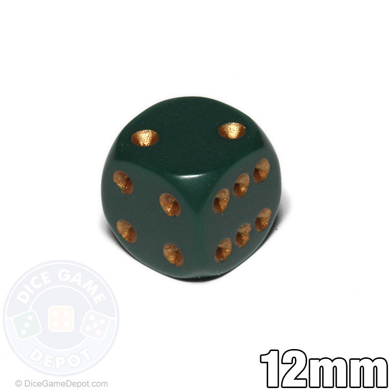 12mm Opaque Dusty Green 6-sided Dice | Dice Game Depot