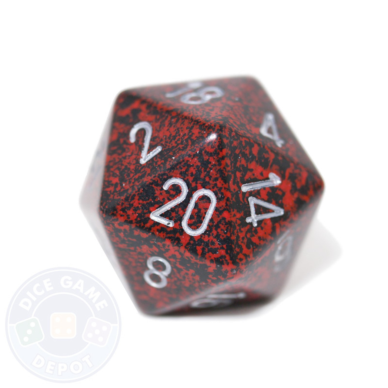 Silver/red Marbleized Dice Beads-dice-silred-marble