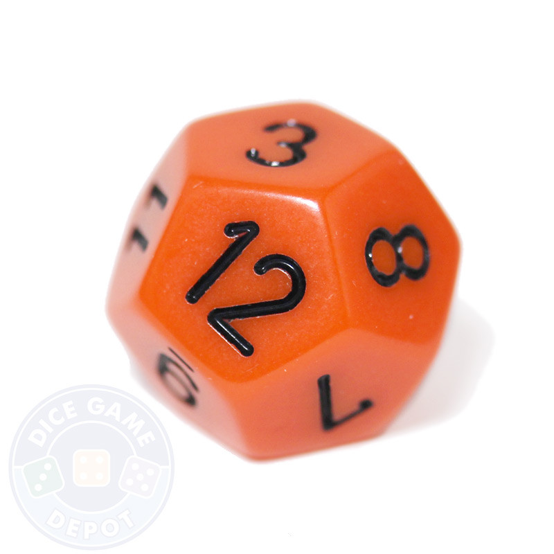 Opaque Orange 12-Sided Dice (d12) For Sale | Dice Game Depot