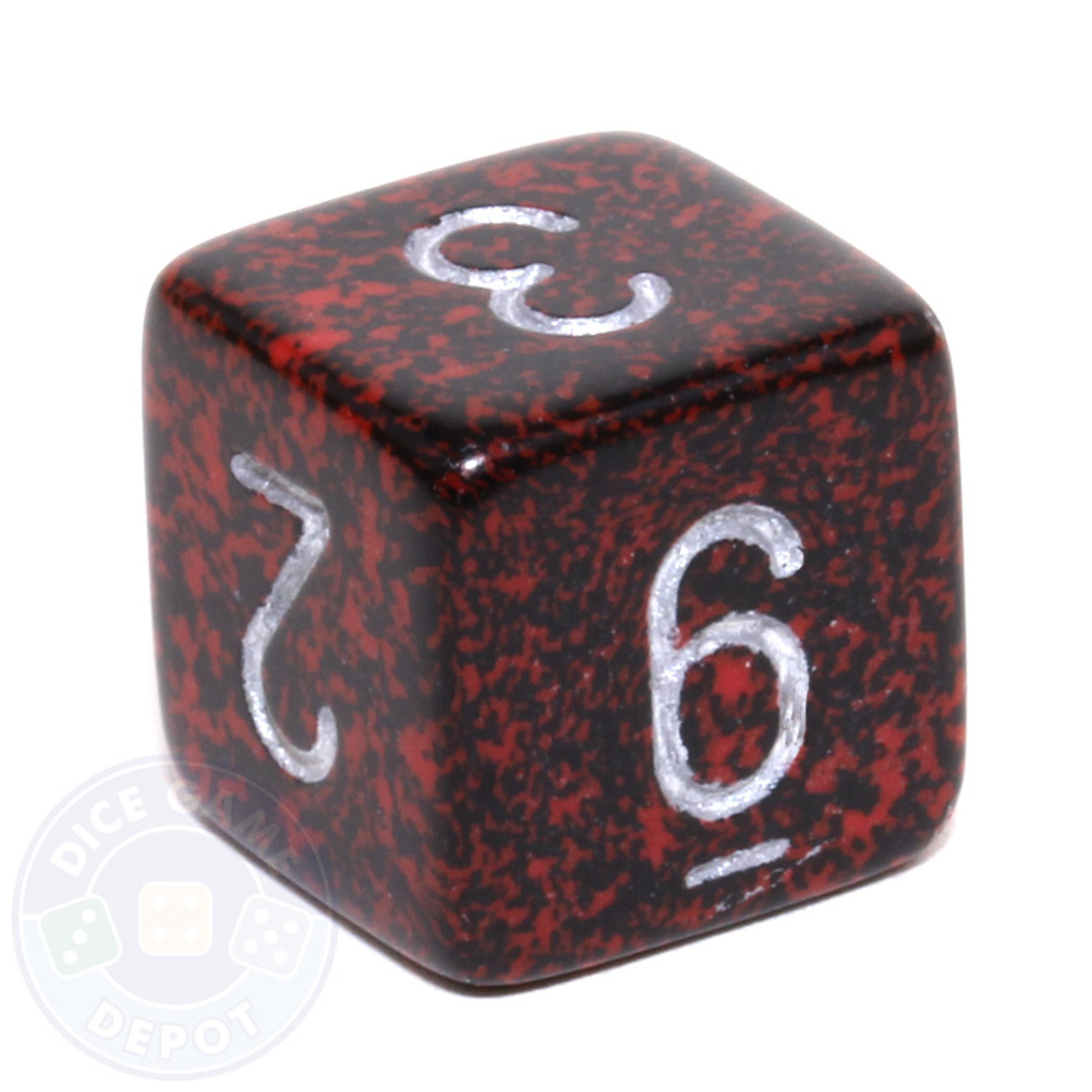 Speckled Silver Volcano 6-sided Numeral Dice (d6) | Dice