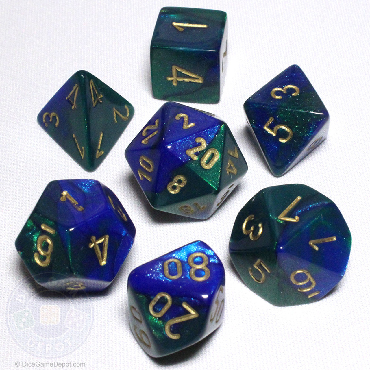 Dice Polyhedral 7-Die Silver Ancient Style Set Brand New 