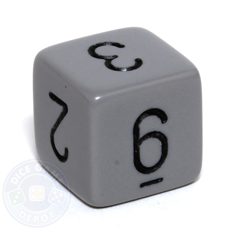 Opaque Numeral Dice - Gray d6 - Dice Game Depot 