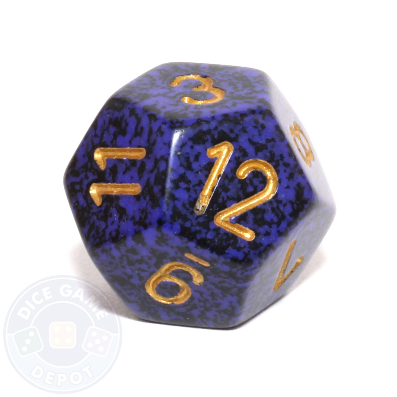 12-Sided Speckled Dice (d12) - Golden Cobalt - Dice Game Depot