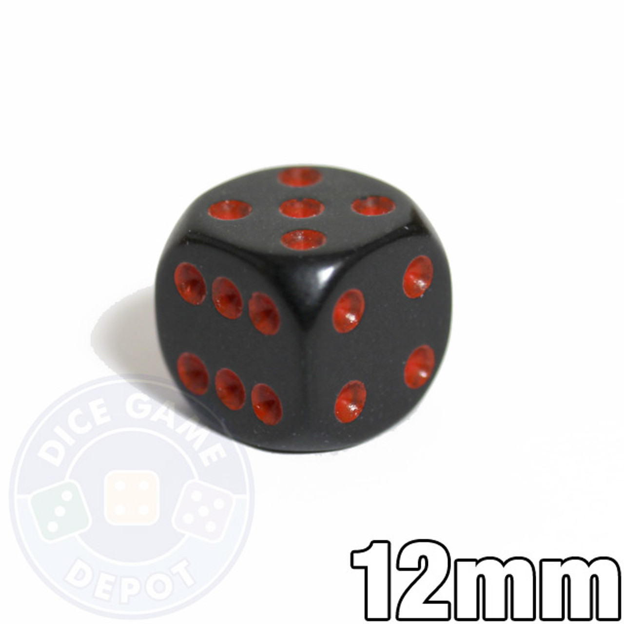 Black with White Spots 12MM d6 Opaque DICE set 
