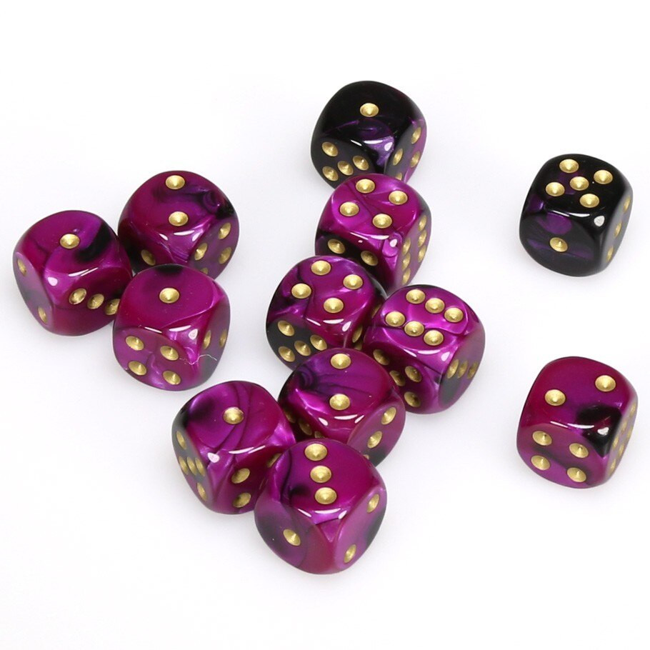Black and Purple Gemini 6-sided Dice for Sale | Dice Game Depot