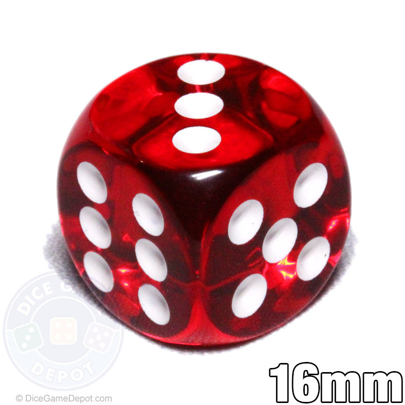 Transparent Red 6-Sided Dice For Sale | Dice Game Depot