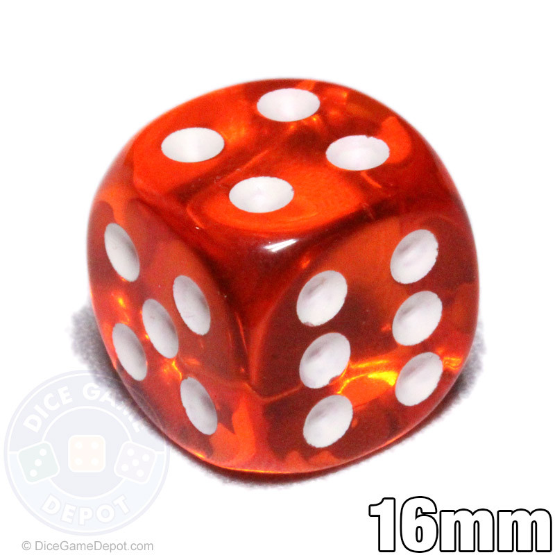 Transparent Orange 6-Sided Dice For Sale | Dice Game Depot