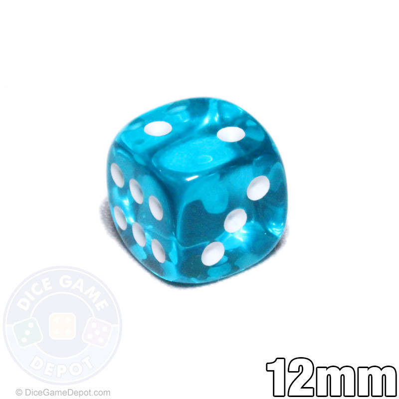 Transparent Teal 12mm SixSided Dice For Sale Dice Game Depot