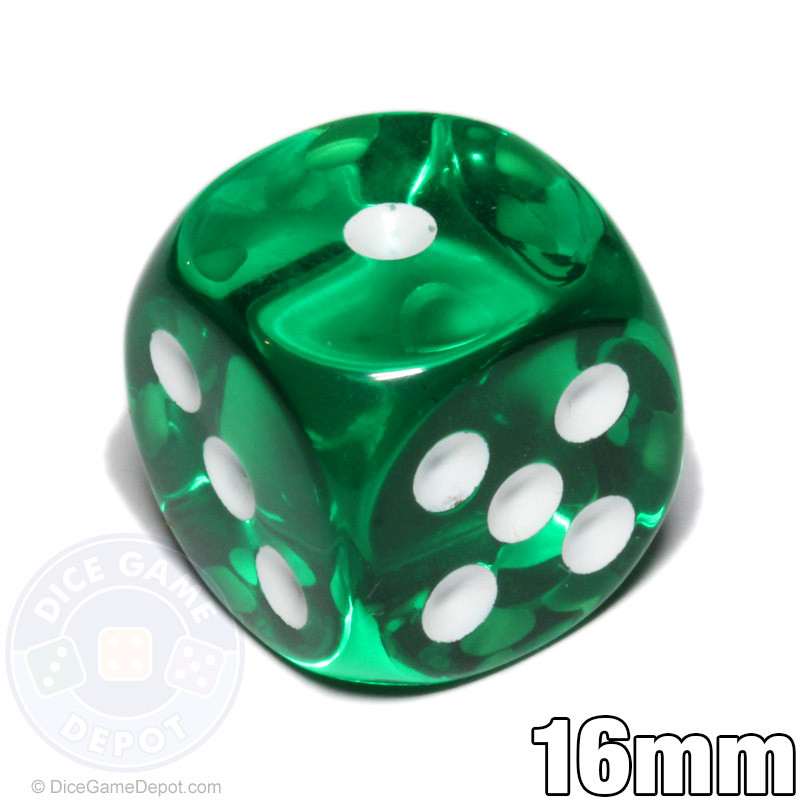 Transparent Green 6-Sided Dice For Sale | Dice Game Depot