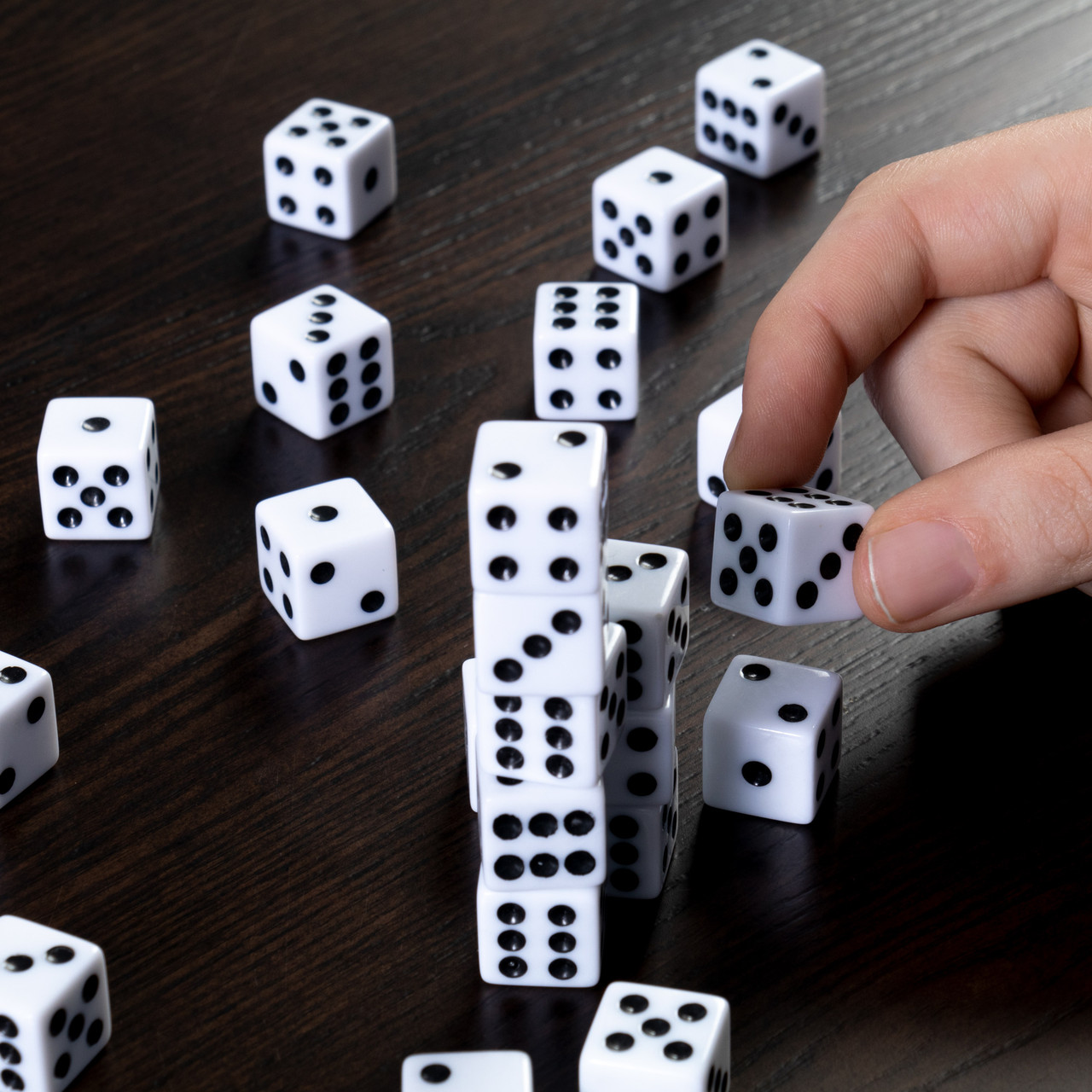 Pack of 100 Opaque White 6-sided Dice with Black Spots | Dice Game