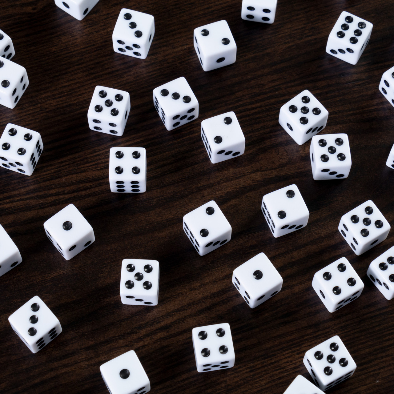 Pack of 100 Opaque White 6-sided Dice with Black Spots | Dice Game