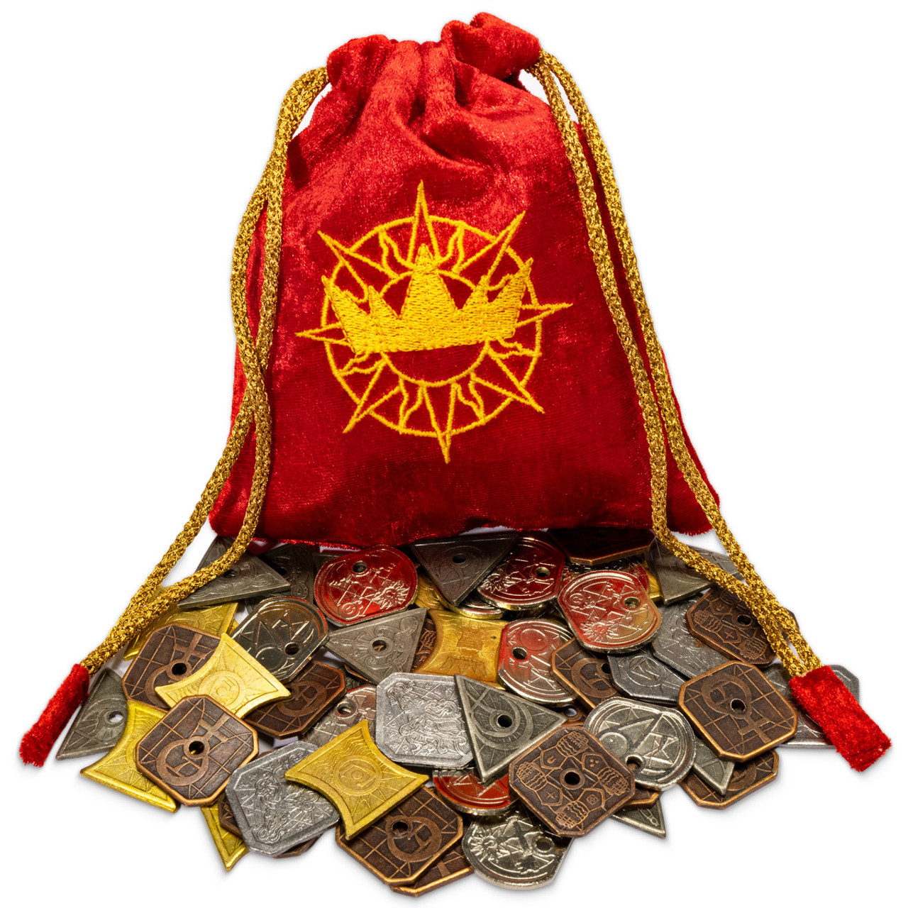 D&D Fantasy Coins - 50 Antique Gold Metal Treasure Tokens with