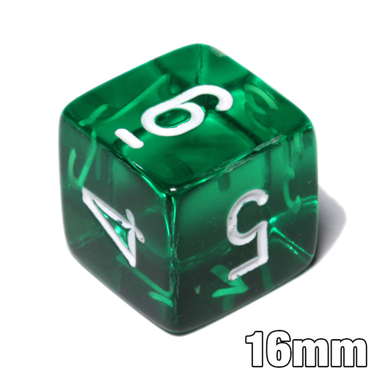 Translucent Numeral Dice - Green d6