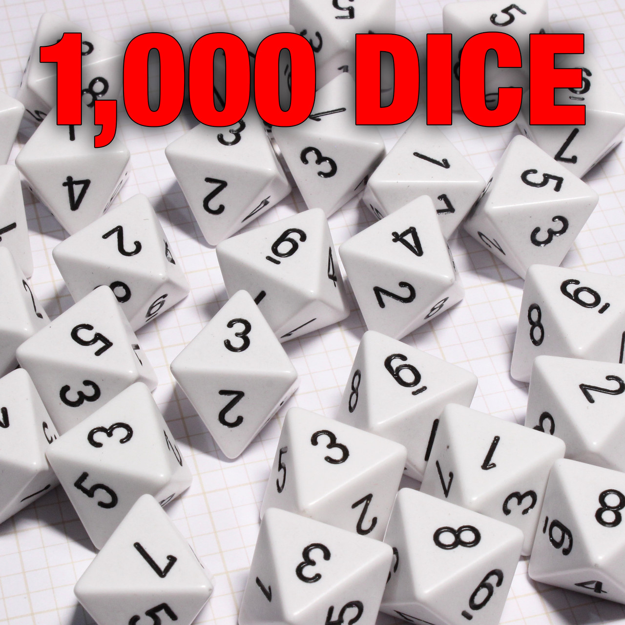 Set of 1000 8-sided Opaque White Dice | Dice Game Depot