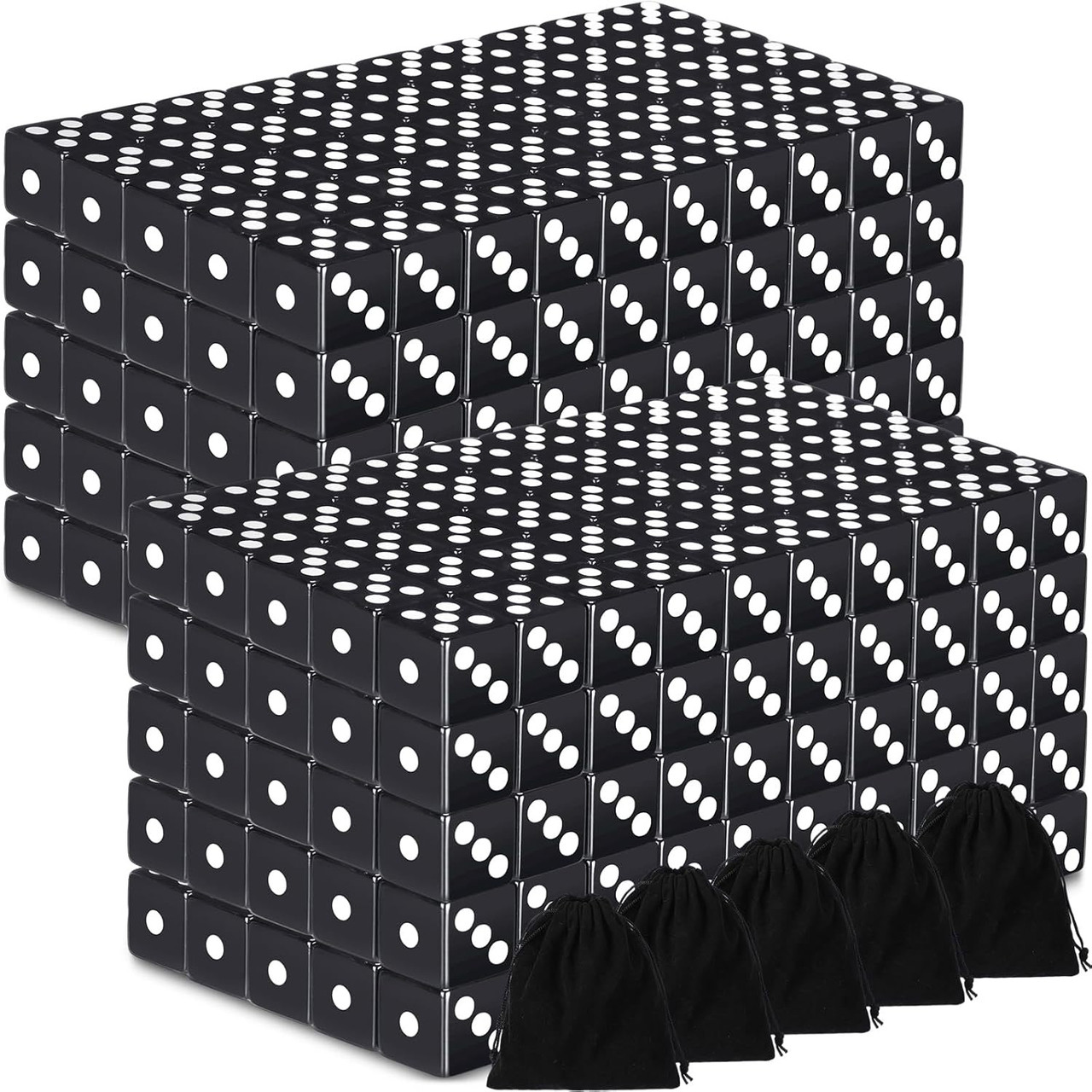 Set of 500 6-Sided Opaque Black 16mm Budget Dice | Dice Game Depot