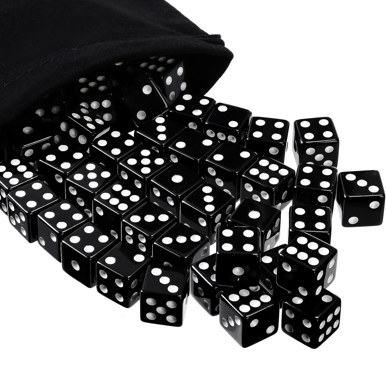 Set of 500 6-Sided Opaque Black 16mm Budget Dice | Dice Game Depot