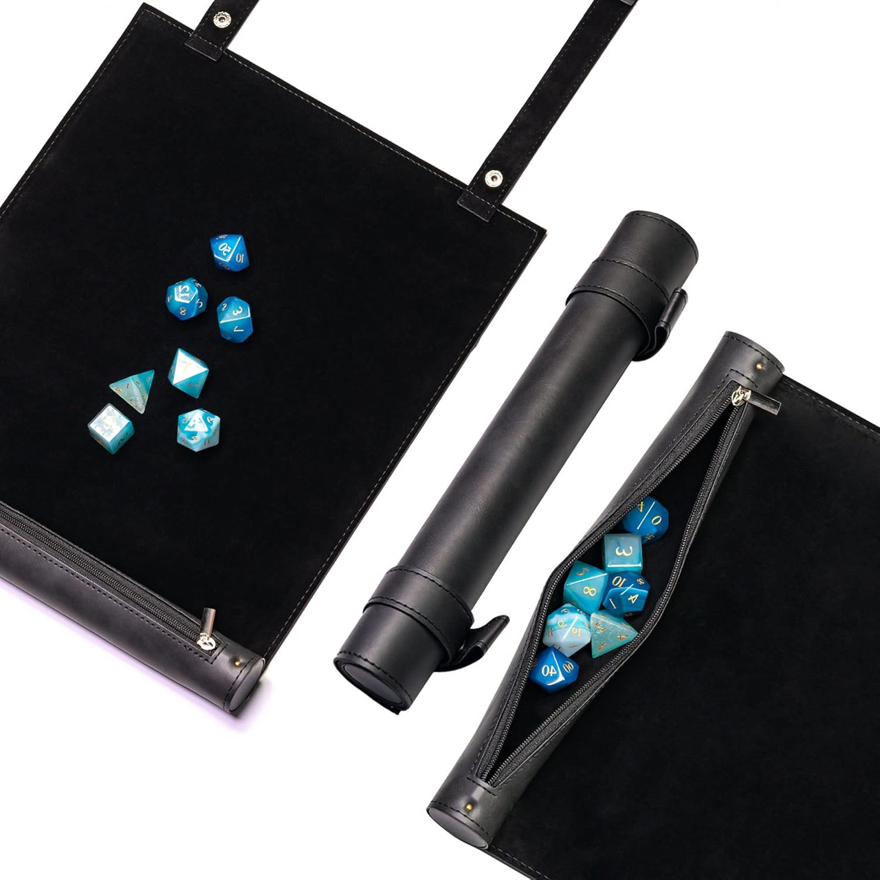 Black Leather Dice Scroll | Dice Game Depot
