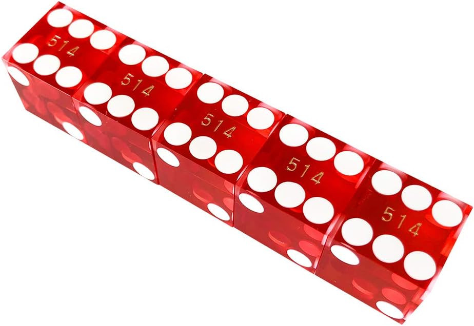 Casino Dice - Red - Set of 5 | Dice Game Depot