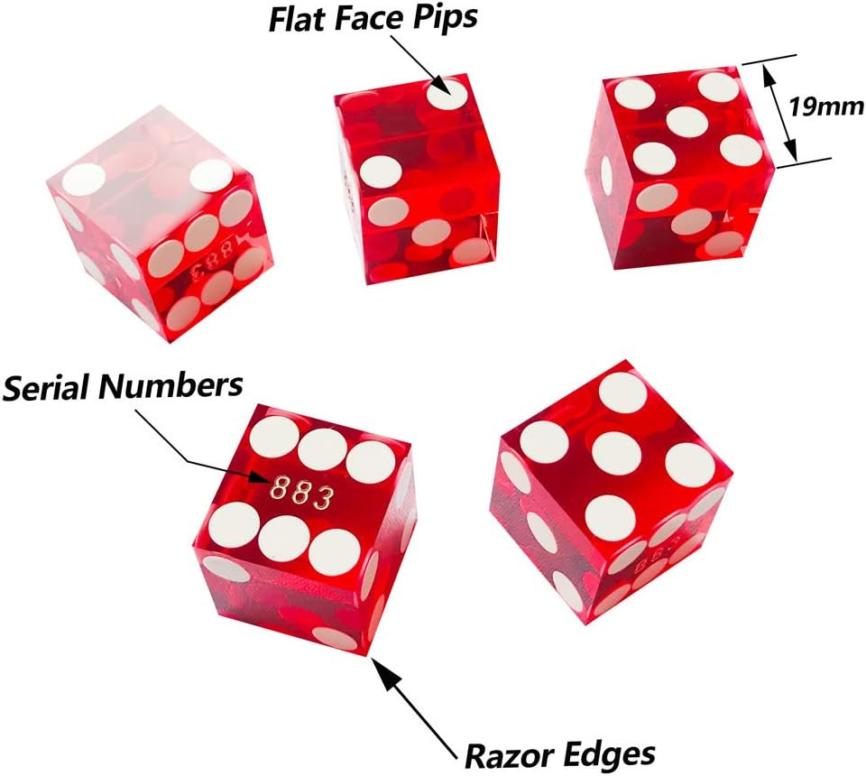 Casino Dice - Red - Set of 5 | Dice Game Depot