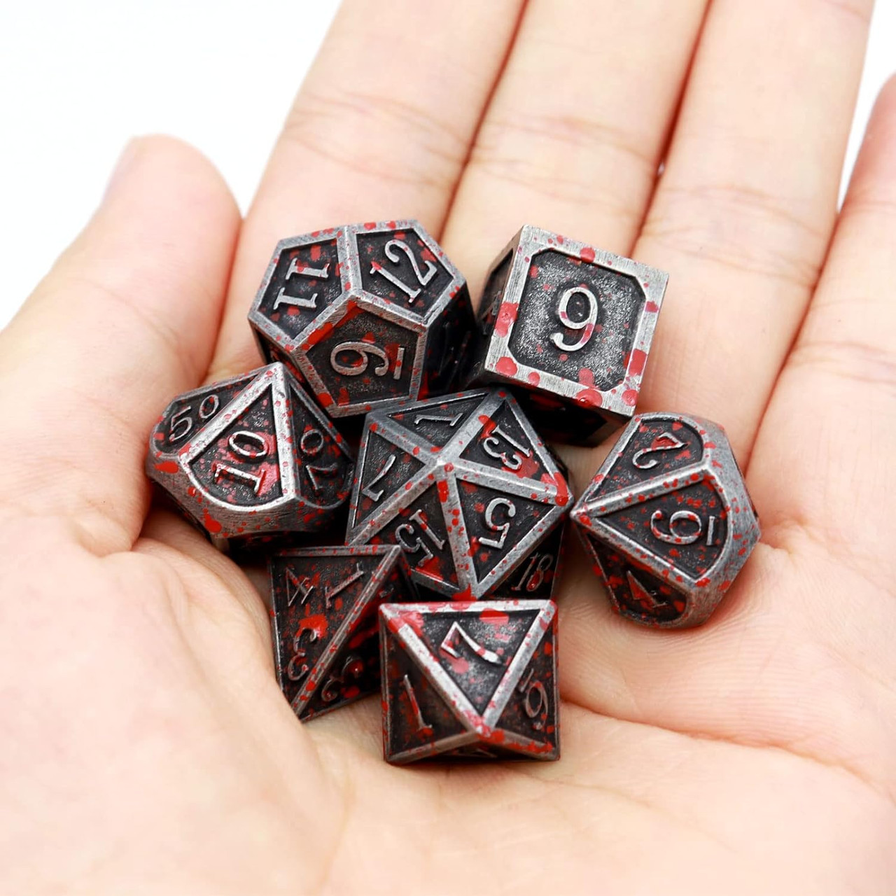 Blood Spatter Metal Dice Set | Dice Game Depot