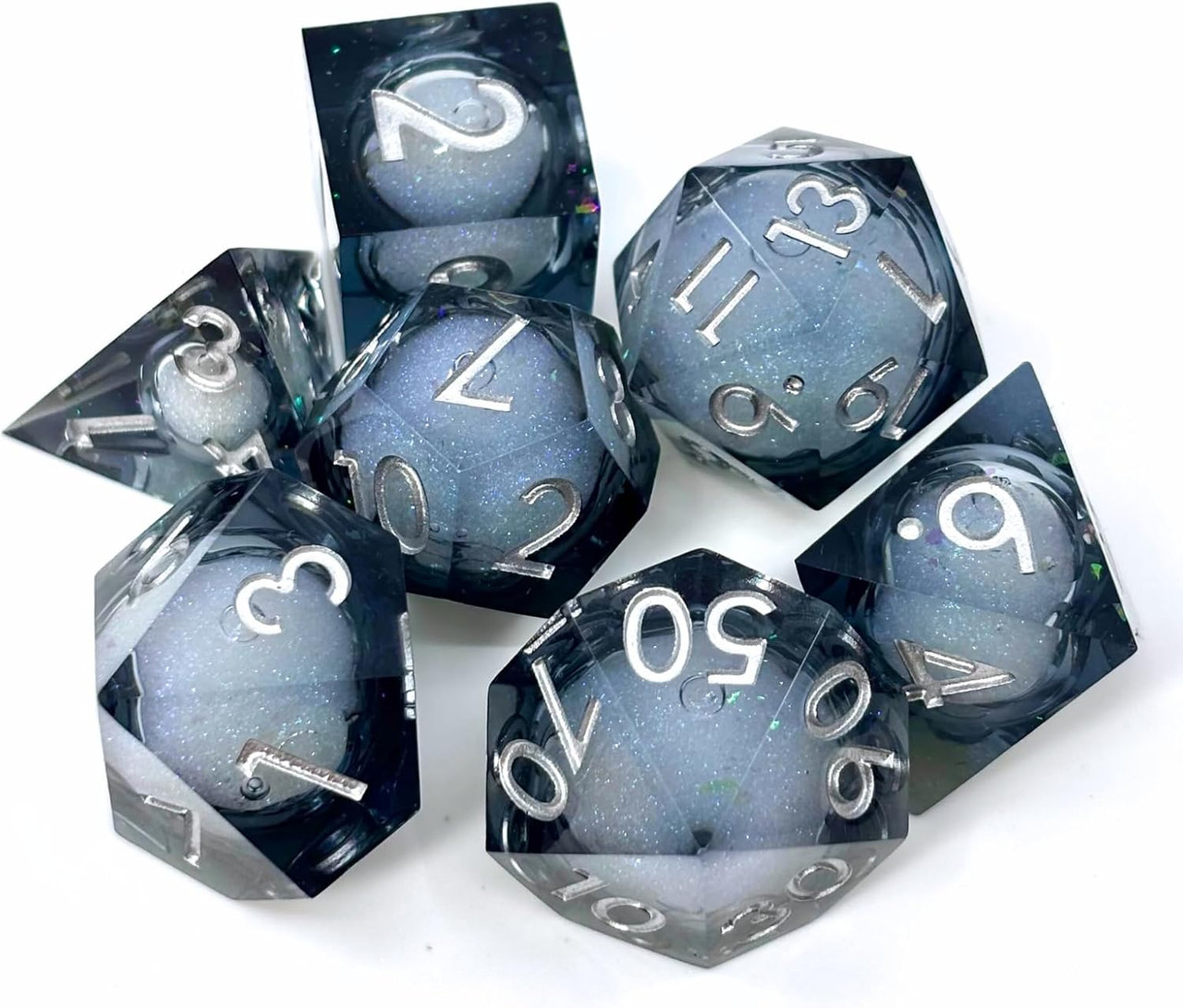 Winter Souls Liquid Core Sharp-Edge TTRPG Dice Set | Dice Game Depot