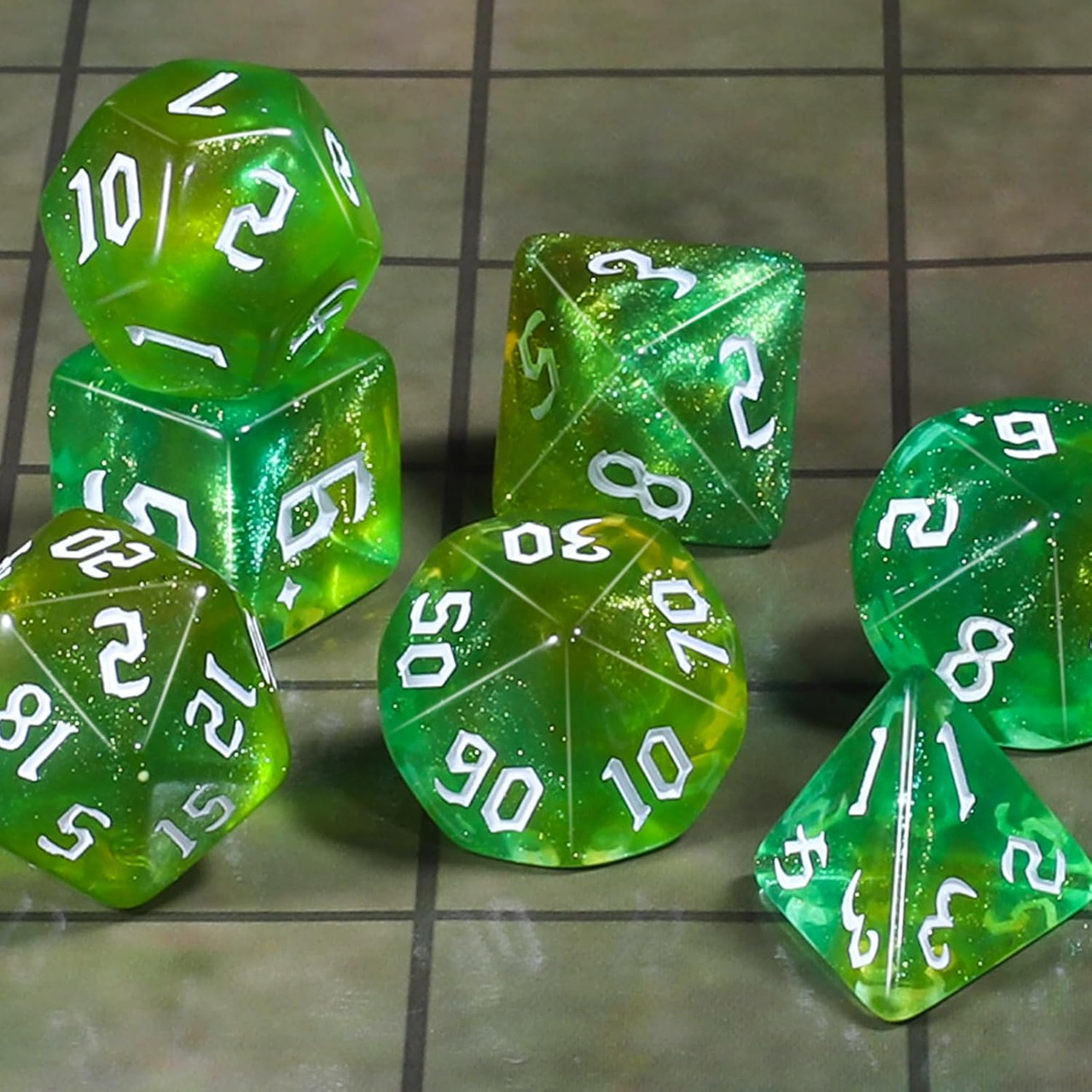 Green Ooze - Glitter DnD Dice Set | Dice Game Depot