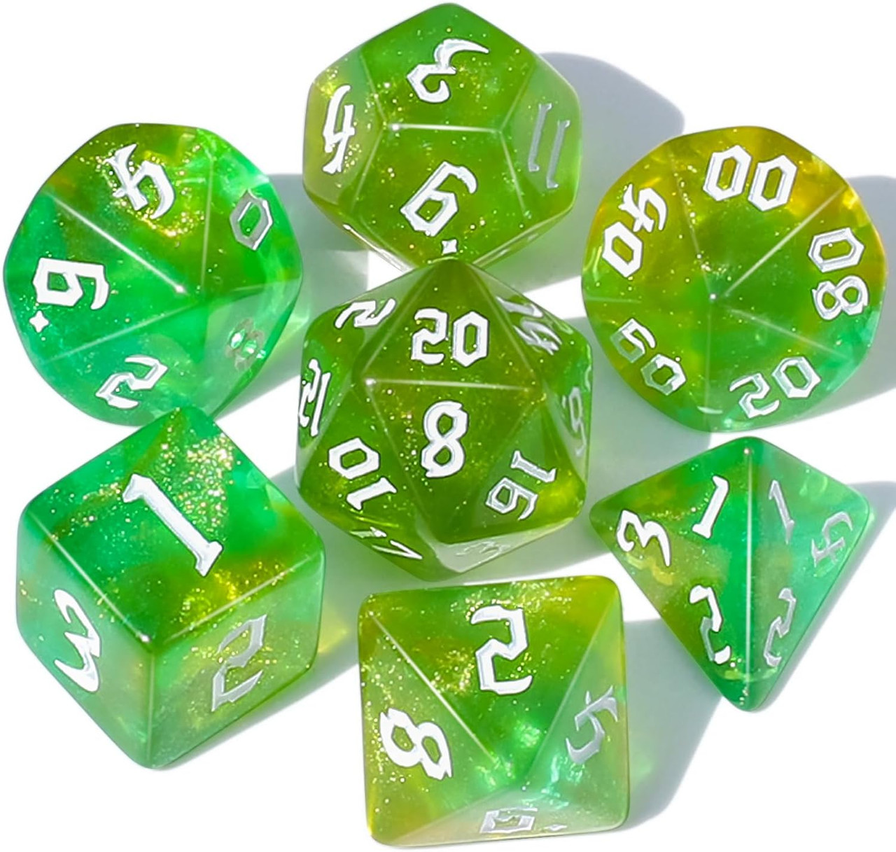 Green Ooze - Glitter DnD Dice Set | Dice Game Depot