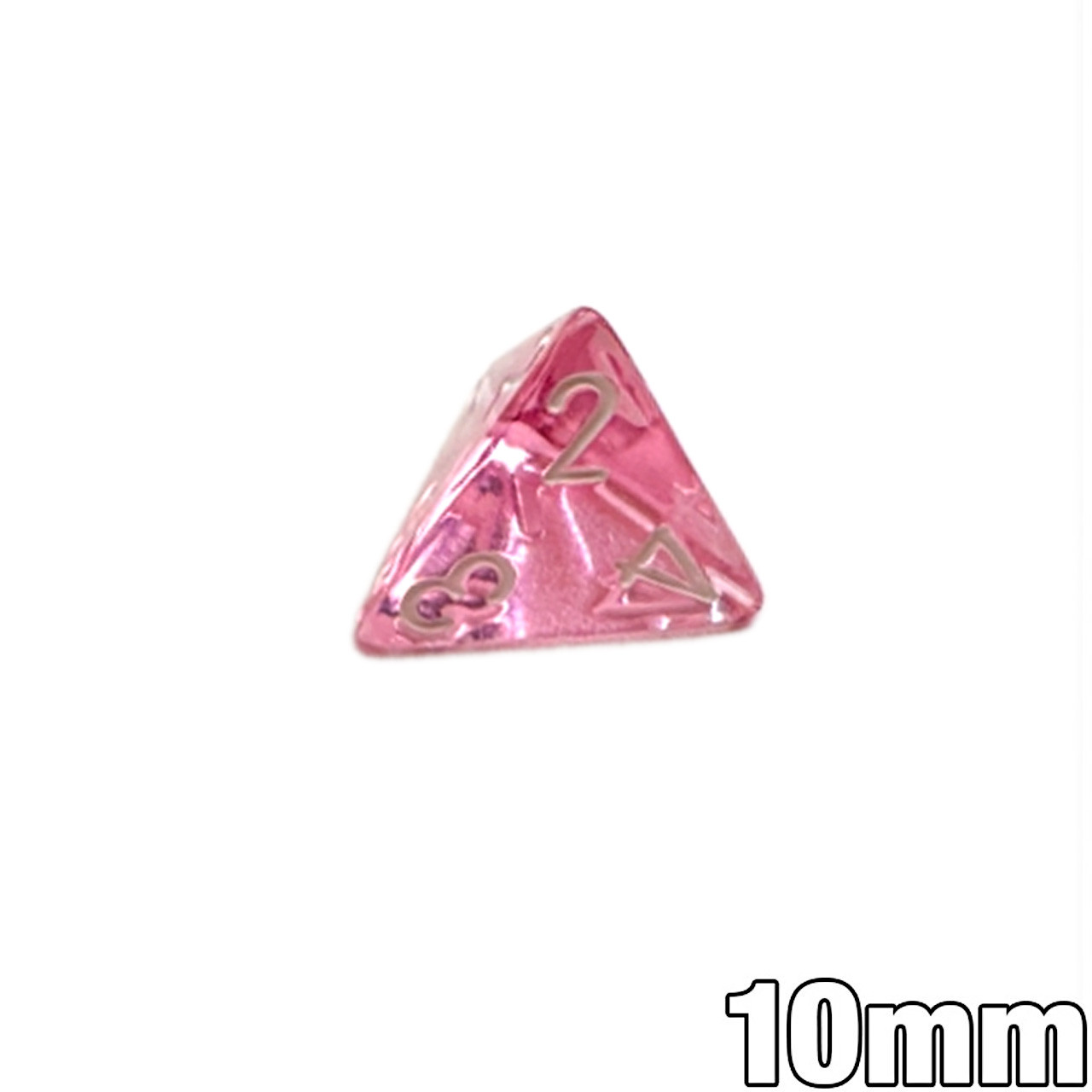 Translucent Pink Mini 10mm 4-sided Translucent Dice (d4) | Dice