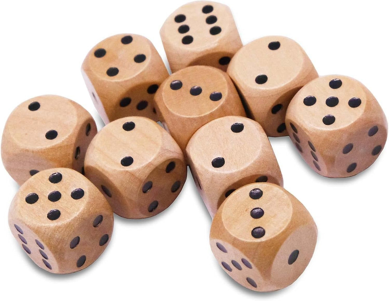 Pack of 10 Wooden Dice - 16mm | Dice Game Depot