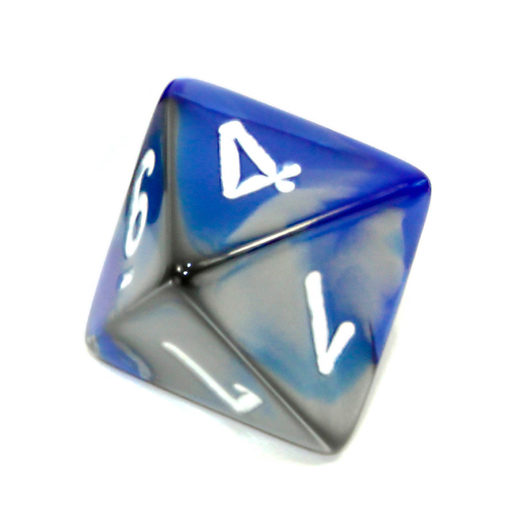 Gemini Blue and Steel 8-Sided Die (d8) | Dice Game Depot