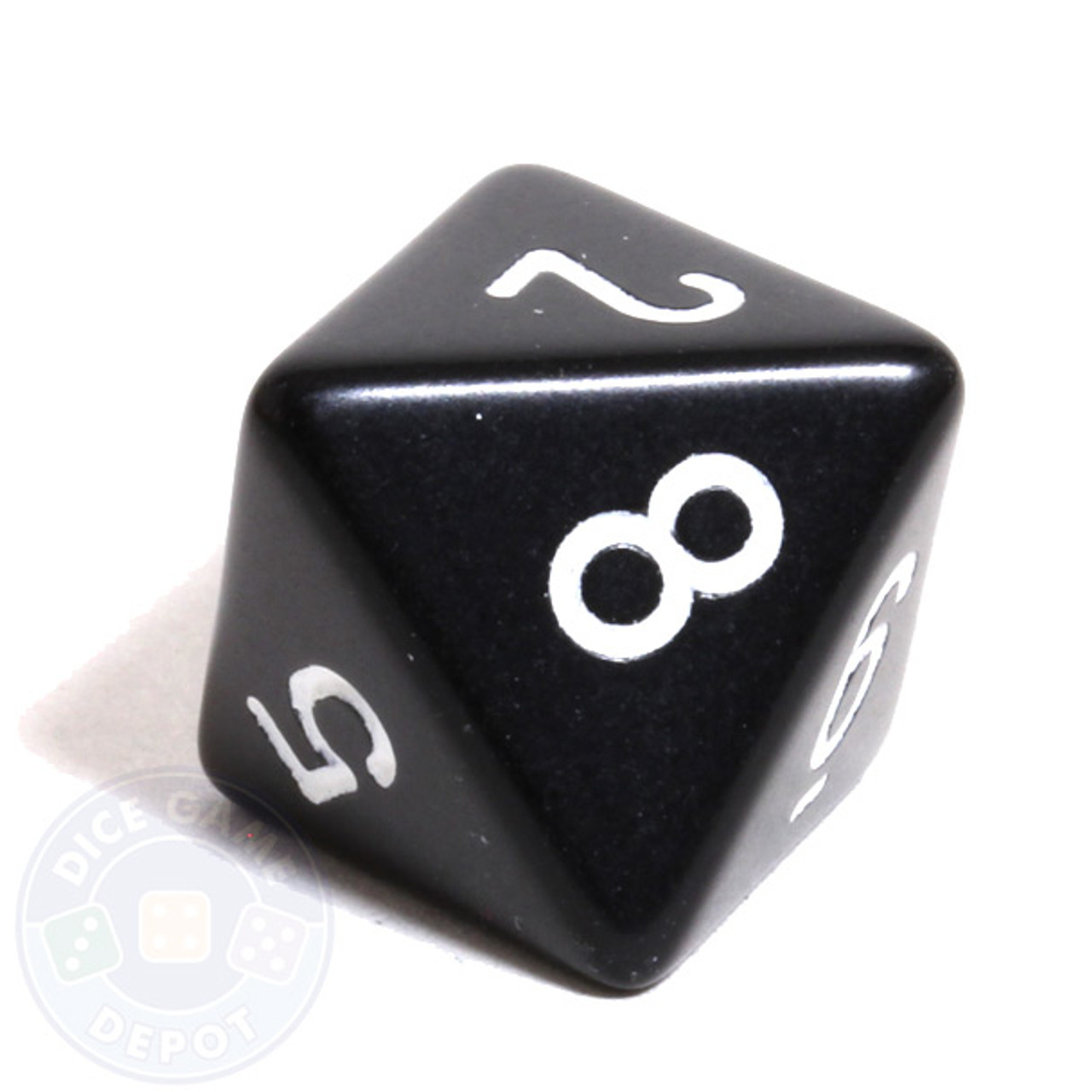 【くろ】DICE BANK Black 8-sided Opaque Dice with White Numbers | Dice Game Depot