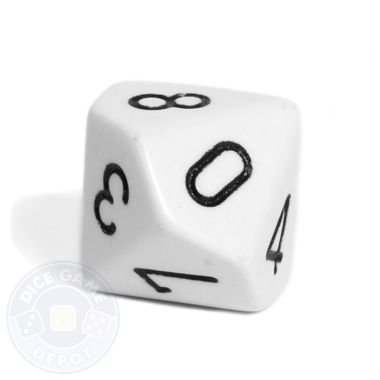 10-Sided Opaque Dice (d10) - White