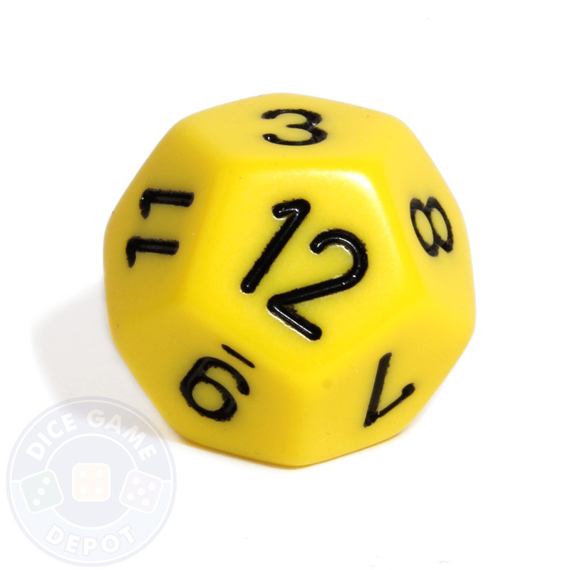 Shop 12-sided Opaque Yellow Gaming Dice | Dice Game Depot